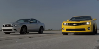 Chevrolet Camaro SS 1LE vs Ford Mustang GT Track Pack American muscle cars