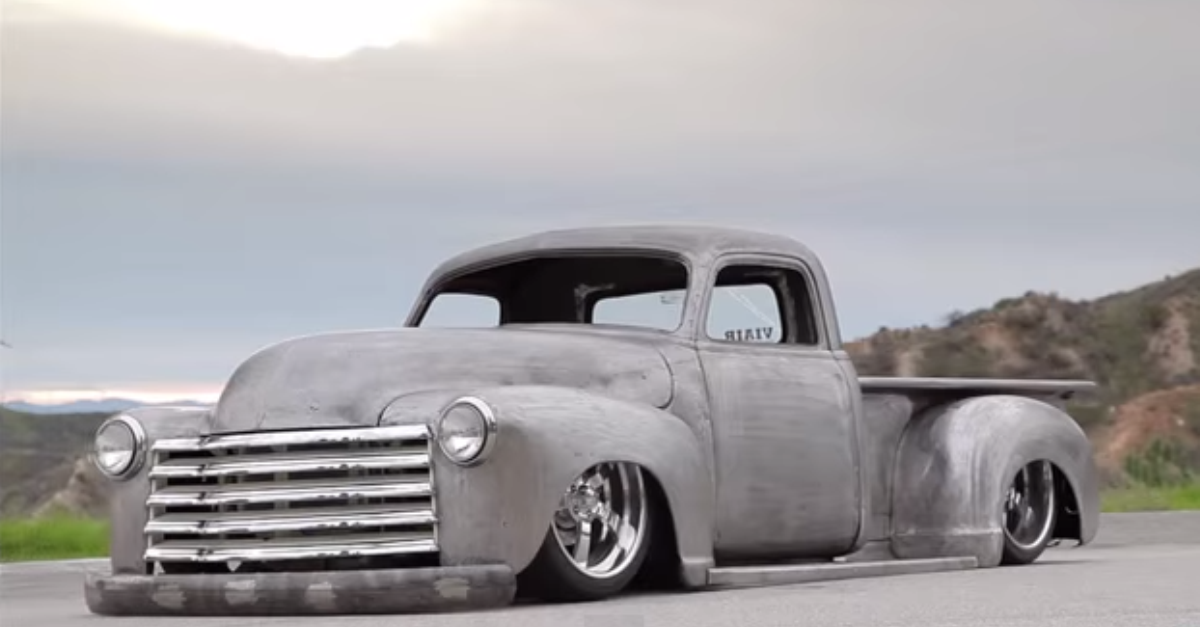 Pops 1953 Bare Metal Chevy pickup truck