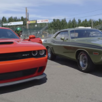 2015 SRT Hellcat Dodge Challenger vs 1970 Dodge Challenger RT HEMI Mopar muscle cars