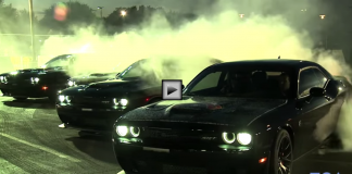 Mötley Crüe Arrives in dodge challenger hellcats