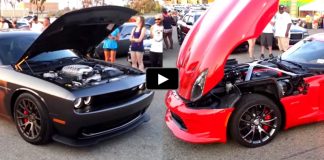 dodge challenger hellcat vs viper srt rev stand off