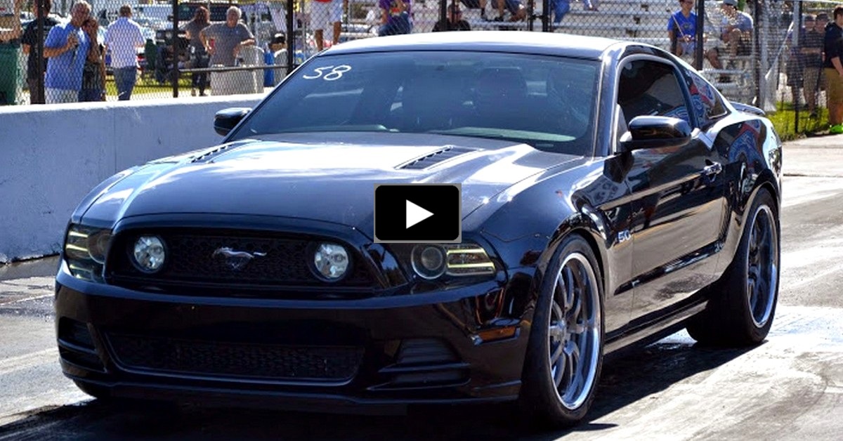 twin turbo 2014 ford mustang gt runs 8 seconds.