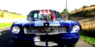 blown 1966 ford mustang drag car on hot cars