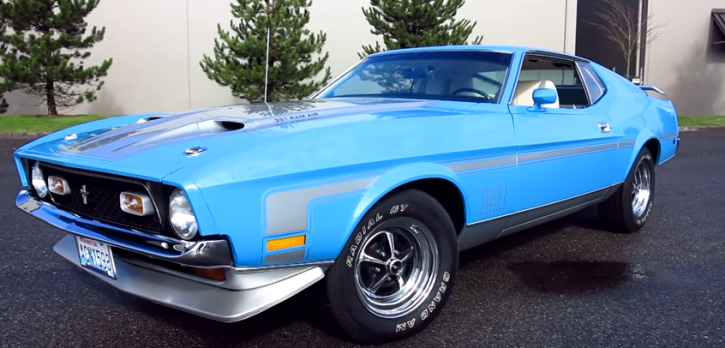 grabber blue 1971 mustang mach 1 review and test drive
