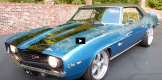restored 1969 chevy camaro z28 in lemans blue