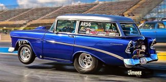 56 chevy stub wagon drag racing