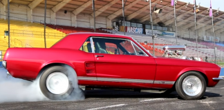 supercharged 1967 mustang coupe burnout