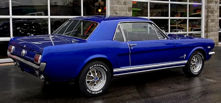custom 1966 mustang coupe in cobalt blue