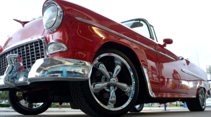 red 1955 chevrolet bel air convertible custom