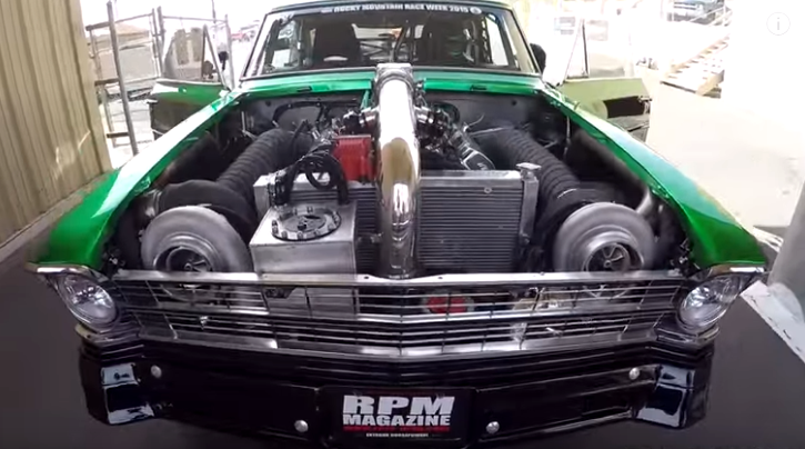 2500hp twin turbo 1967 chevy II drag racing