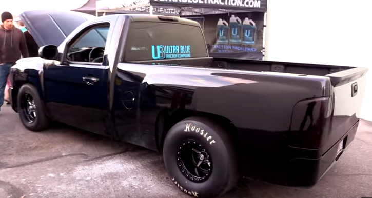 ultra blue twin turbo silverado drag racing