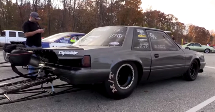 turbocharged fox body mustang drag racing