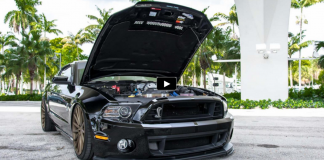 blacked out shelby super snake mustang on vossen wheels