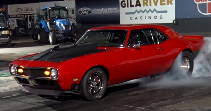 twin turbocharged 1968 chevrolet camaro drag racing