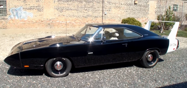 black on white 1969 dodge charger daytona