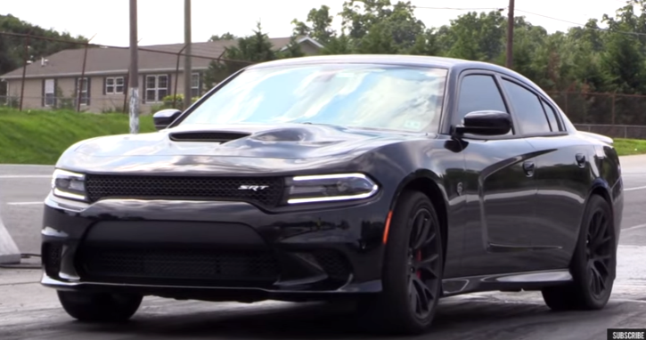 stock dodge hellcat charger on drag radials