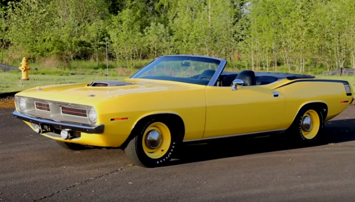 drop top lemon twist 1970 plymouth cuda hemi 4-speed