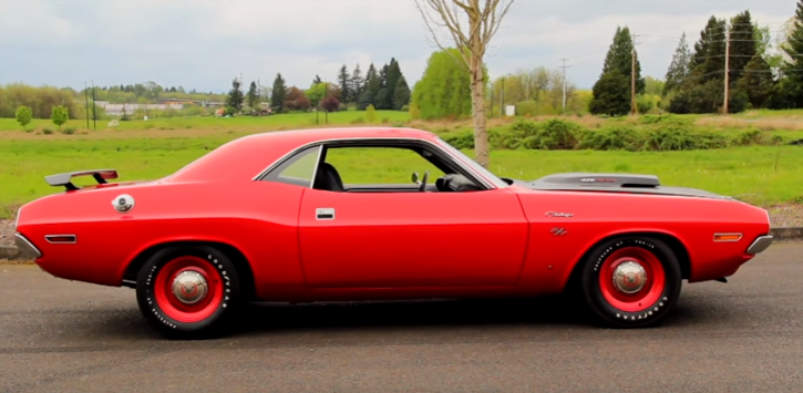 unique bright red 1970 dodge hemi challenger