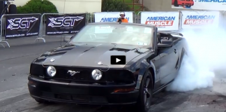 convertible blacked out mustang burnout