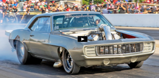 procharged 1969 camaro megalodon drag racing at outlaw armageddon