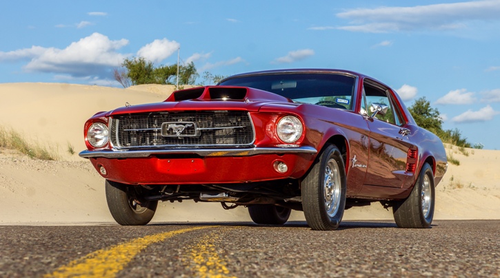 red 1967 ford mustang show winner