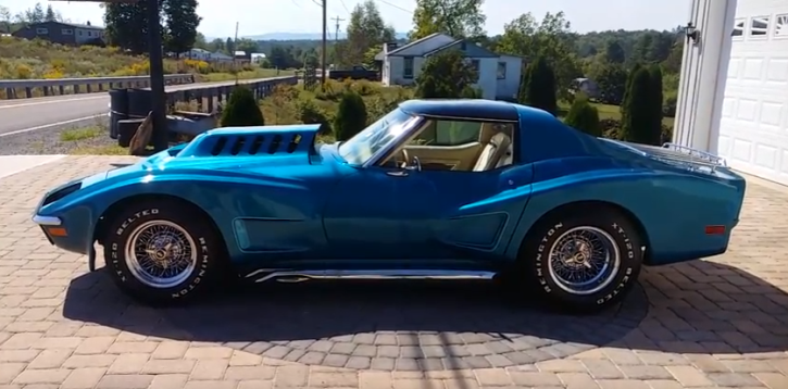 blue metallic 1972 chevrolet corvette custom