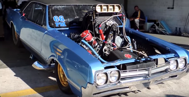 blown oldsmobile drag car