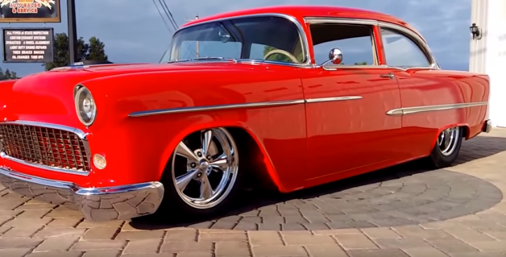 custom built 1955 chevy in red