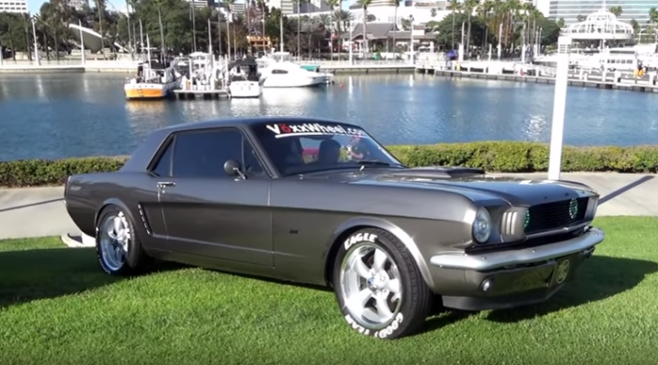 custom built 1965 mustang coupe in gun metal grey