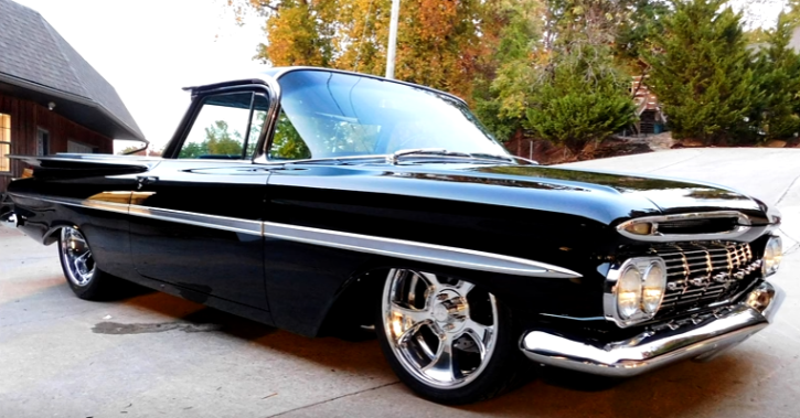 Black 1959 chevy el camino hot rod