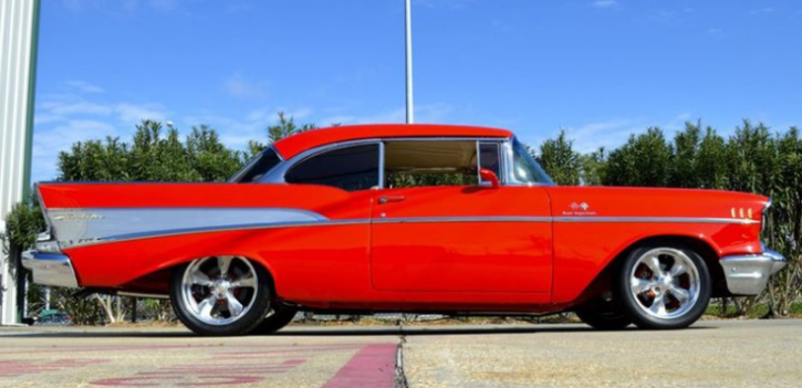 viper red 1957 chevy belair custom