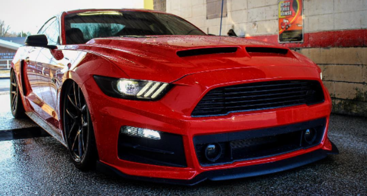 highly modified s550 mustang in red