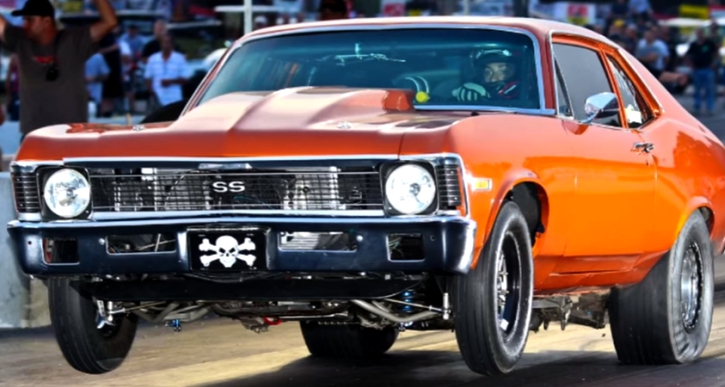 7 second procharged chevy nova drag racing