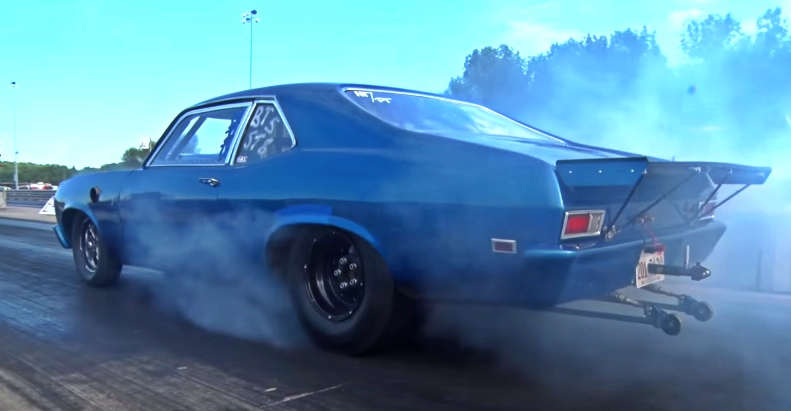 pump gas chevy nova drag racing