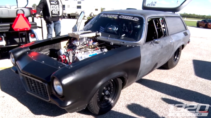 nitrous chevy vega wagon drag racing