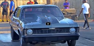 wheelstanding chevy nova drag racing