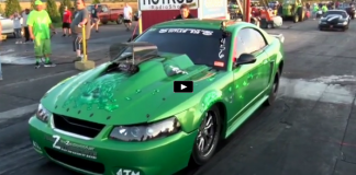neon green new edge mustang drag racing