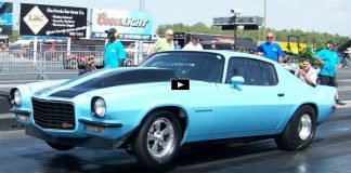 blue goose chevy camaro drag racing