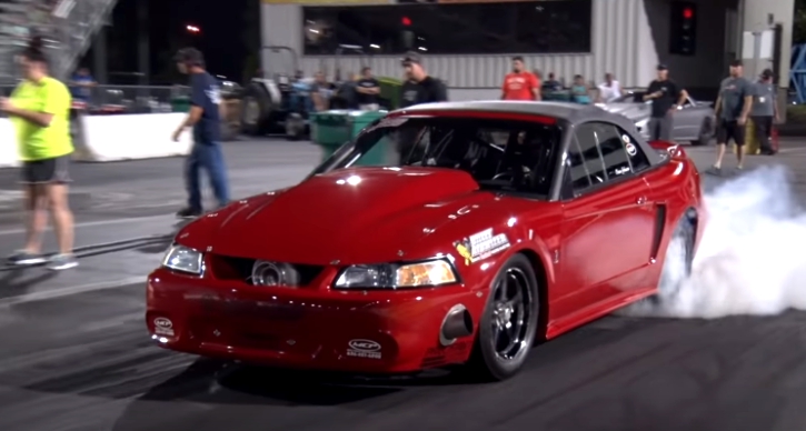 turbocharged convertible mustang drag racing