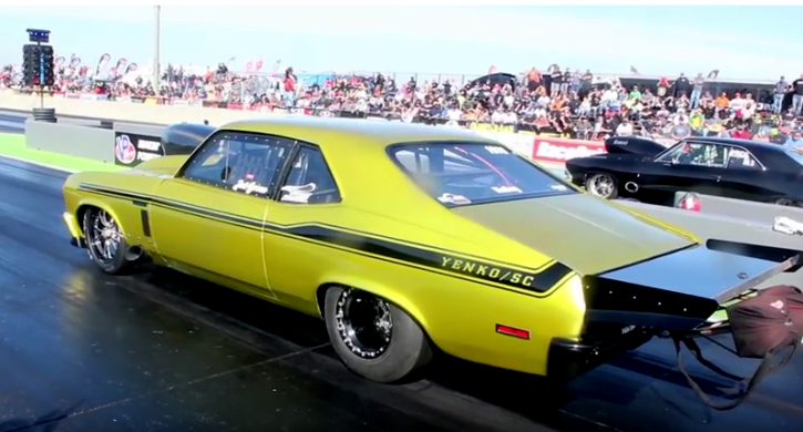 yellow big block chevy yenko nova drag racing