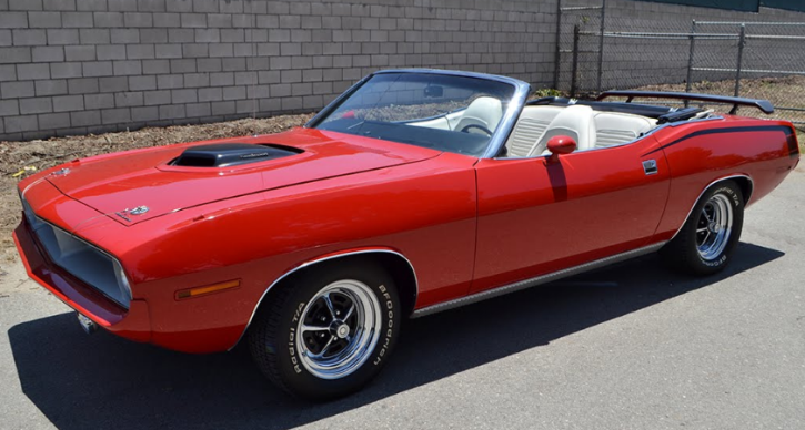 red and white 1970 plymouth hemi cuda tribute