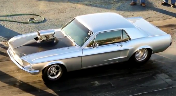 blown 1968 mustang coupe drag racing