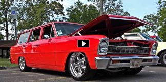 custom chevy II wagon in bright red