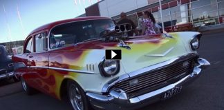 blown tri five chevy muscle car