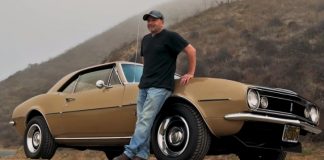 gold 1967 chevy camaro driver