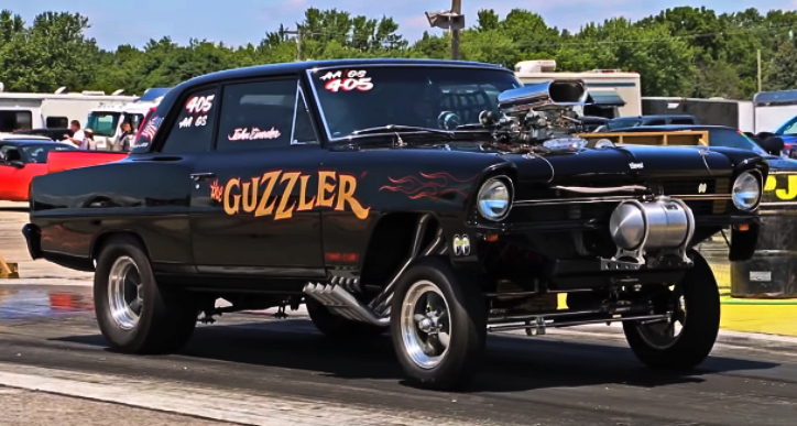 blown 1967 chevy nova drag racing