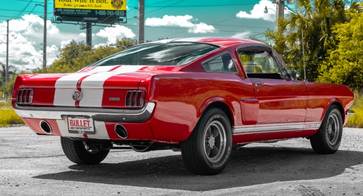 red and white 1965 ford mustang 