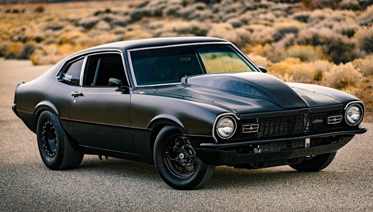 supercharged 1973 ford maverick race car