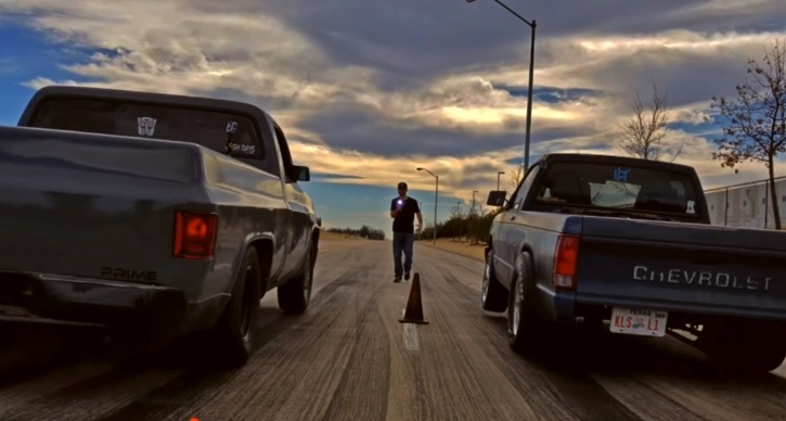 chevy truck drag racing video