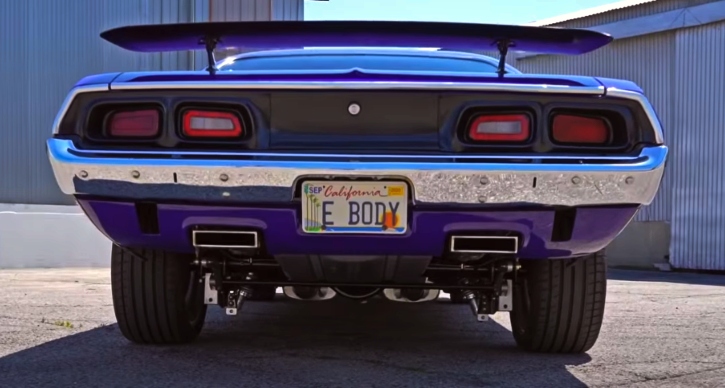 purple 1973 dodge challenger restored